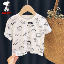 History Nube 2022 new baby short sleeve T-shirt pure cotton Summer thin boy Tide Cards Cartoon Half Sleeve Summer Dress Tide