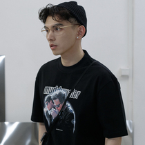 SAMESAME New pint American retro place Criminal figure Round leader Tide Card Tshirt Man 100 lap pure cotton beating base summer