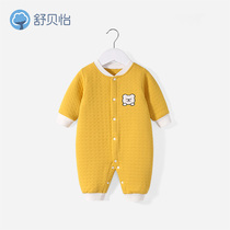 Baby jumpsuit autumn warm pure cotton baby thickened clothes newborn ha clothes climbing clothes spring and autumn Dress 1 piece