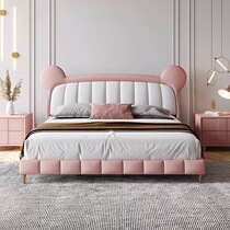 Childrens bed girl princess bed single bed 1 2 meters small apartment simple modern Net red light luxury leather bed 1 5 meters