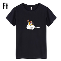 Short sleeve T-shirt men animation round neck cotton tide youth loose leisure 2021 cartoon turtle pattern half sleeve base shirt