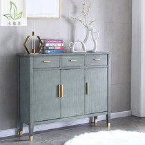 Light luxury solid wood foyer shoe cabinet large capacity living room entrance cabinet kitchen sideboard multifunctional living room decoration cabinet