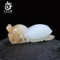 Tiangzi jade carving Hetian Jade sugar jade gold cicada pendant mens Jade Jade womens jade pendant