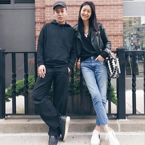 WAN beauty hidden drawback second straight leg large cousin with the same straight cylinder jeans spring and summer 90% small sub-washed