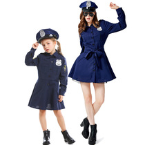 Halloween children dress up costumes cosplay cute police uniform parent-child slim body long sleeve police skirt