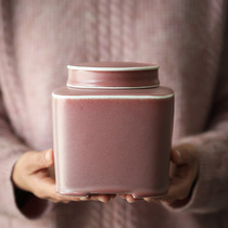 Ceramic double-cover Cork sealed cans semi-matte frosted crimson purple tea cans new products Chinese style leisure home