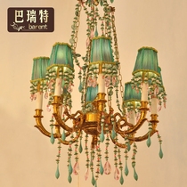 Hot-selling French copper lamp Villa Romantic fruit green Pink Brass Aggreko Eight head lamp Chandelier Luxury Y