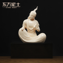 Oriental clay Heart Dust Jade Yellow Porcelain handicraft ornament porcelain carving artwork Provincial Master Zheng Jianzhong works