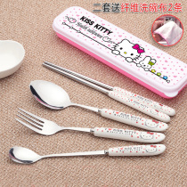 Ceramic chopsticks travel spoon chopsticks fork box student ceramic spoon chopsticks portable tableware three-piece set
