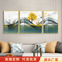  Elk living room hanging painting crystal porcelain painting modern simple light luxury triptych mural sofa background wall decoration painting inlaid with diamonds