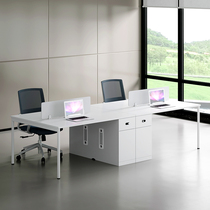 St Auds staff desk and chair combination of 4 6 - person office minimal modern screen white staff