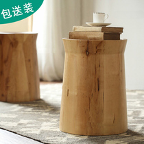 American solid wood personality sofa side several bedside table simple wooden pier small tea table wooden stake round stool stump creative chair
