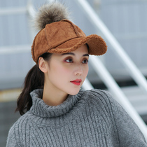 Hat female autumn and winter Korean version of Joker warm imitation lamb plush cap plus velvet thick Ball baseball cap male tide