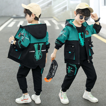 Childrens clothing boys autumn suit 2021 new childrens tooling boy spring and autumn handsome foreign Korean version of tide clothes