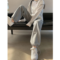 Pregnant womens pants spring and autumn thin wear fashion loose trousers casual leg sports pants belly wide leg pants