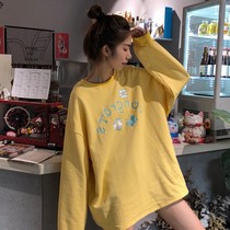 0730 early autumn 2019 new hipster sweet letter embroidery loose lazy wind under the clothes missing long sleeve sweater