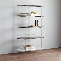 Nordic light luxury iron shelf gold-plated bookshelf simple modern bedroom partition living room floor storage display rack