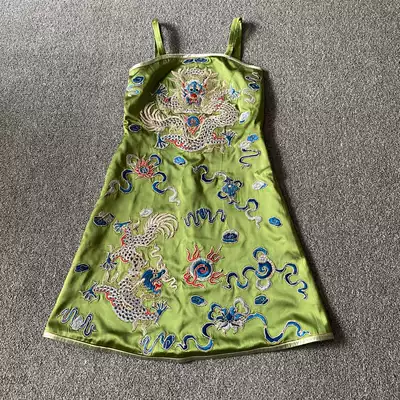 Cloud decoration totem original ethnic style hand-embroidered sitting dragon casual suspender dress all-match thin medium and long version