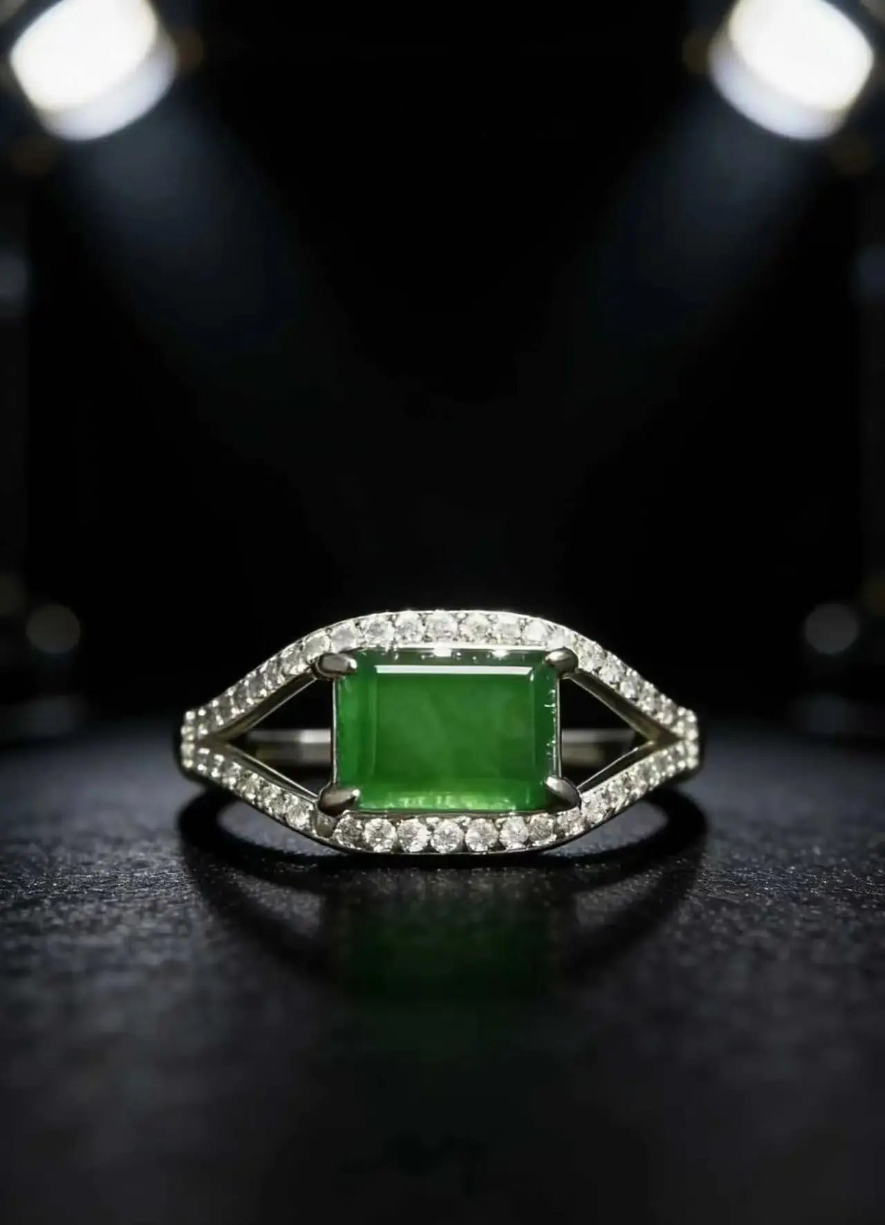 Natural grade A jade full green ring