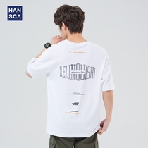 Hanska Summer 2022 New Short Sleeve T-Shirt Boys Teen Trend Fashion Letter Print Casual Tops Trend