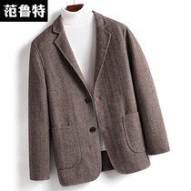 Double-sided tweed coat mens cashmere no autumn and winter thick niece wool woolen short suit suit jacket