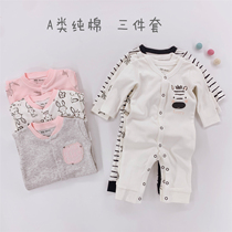 Newborn baby clothes spring and autumn thin long climbing female 0 ha clothes 1 cotton long sleeve pajamas male baby jumpsuit