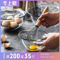 Original imported tempered glass egg bowl and basin baking bowl deepened household heat-resistant microwave oven bowl large