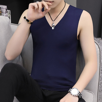 Ice silk seamless vest mens summer Tide brand tight sports sleeveless T-shirt trend ins slim fit shoulder thin outer wear