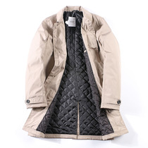 Plus size 19 autumn thin Lingge plus cotton mens medium and long windbreaker cotton business casual jacket