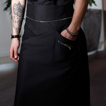 Domino chef half-length apron male black kitchen working apron chef restaurant hotel custom LOGO waist