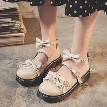 Small leather shoes Japanese female jk soft girl single shoes 2021 new autumn round head low heel bow lace Lolita shoes