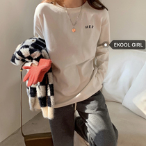 EKOOL custom brushed thickened round neck long-sleeved T-shirt womens spring and autumn season inner jacket loose thin base shirt