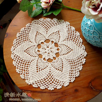FRESH WATER LOTUS PURE HAND CROCHET HOOK STITCH LACE COTTON THREAD WOVEN AMERICAN COUNTRYSIDE FIELD GARDEN ROUND TABLE PAN MAT