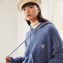 omont egg tarts home retro embroidered with cap sweater womens autumn winter design with a small crowd of lazy weaters