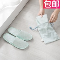 Literary wind travel portable slippers airplane hotel supplies foldable lightweight men and women cotton slippers