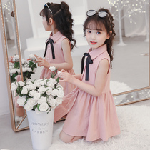 Girls dress for dress and summer clothes 2022 new foreign air pure cotton slim summer sleeveless little girl child skirt Chauder
