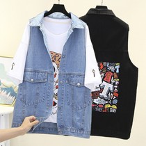 Horse Clip 2021 Fall New Korean Version Easy Bf Wind Back Printed Spring Summer Denim Horse Chia Jacket Female Tide 100 lap