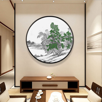New Chinese-style porch decorative painting into the living room wall Zen landscape Chinese style round hanging painting