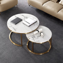 Nordic Light Lavish Marble Tea Table Round Living Room Small Family of stainless steel Edge Several modern minimalist tea table combinations