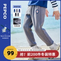 Little pig Banna childrens clothing 2021 autumn new boys plus velvet pants childrens trousers winter tide