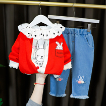 Baby clothes set split spring clothes Western style cute baby girl children spring children 4 spring and autumn 3 outer wear 1 year old 2