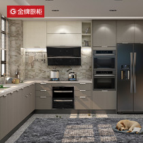 The modern simple cabinet of the gold-brand kitchen cabinet must be the kitchen kitchen cabinet decoration custom stone table stove cabinet