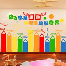 Kindergarten Wall Decoration Environment Placement School School Classroom Background Creative Sticker Painting Childrens Art Training Course Sticker