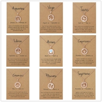 New 12 Zodiac Sign Round Pendant Chain Necklace For Women