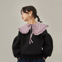 Pear small leisure girl 2021 autumn and winter New Korean version of the middle Big Boy Foreign color solid color detachable doll collar fleece sweater