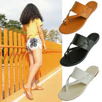  Slippers female outer wear flat bottom clip feet new summer student leather vacation word drag seaside beach shoes female fashion