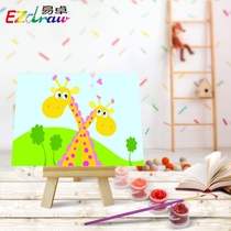 Yi Zhuo diy digital oil painting 10*15 digital oil painting Cartoon animation with drawing board couple deer