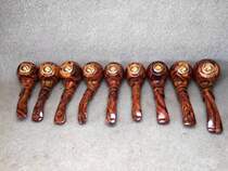 Hainan yellow rosewood demolition old material eye tiger skin pattern smoking pipe handlebar handle landscape grimace wood product