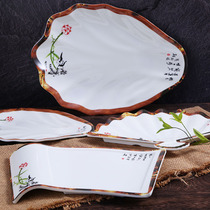 Hot pot tableware Special-shaped plate merchant dining hall Restaurant Stir-fry plate Barbecue plate Melamine tableware Imitation porcelain plate dish plate