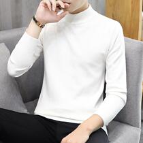 Fugui bird autumn winter style pure cotton sweater male business career pure color undershirt casual big code semi-high neckline sweatshirt